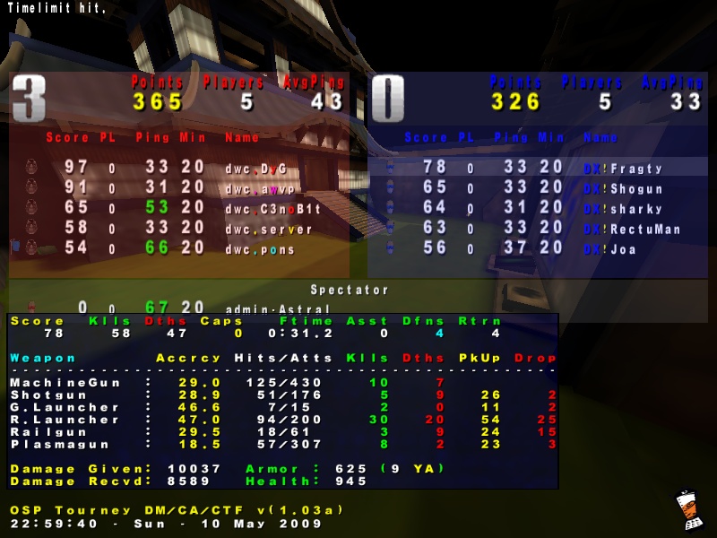 Screenshot des Clanwars gegen DX!