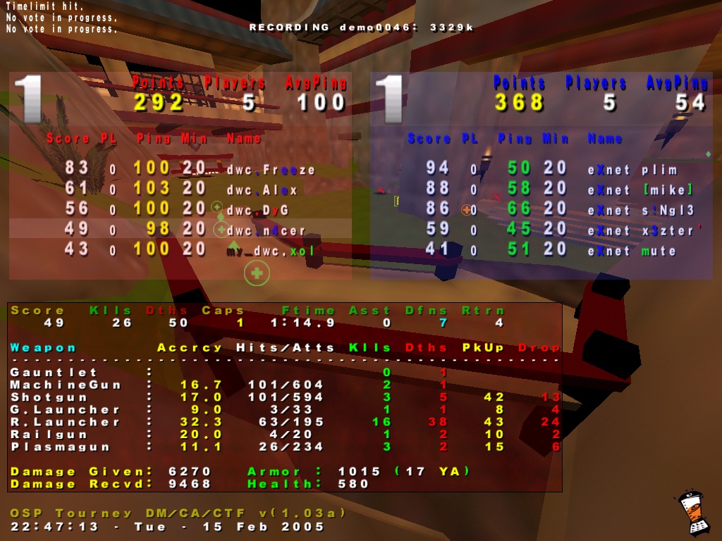 Screenshot des Clanwars gegen eXnet