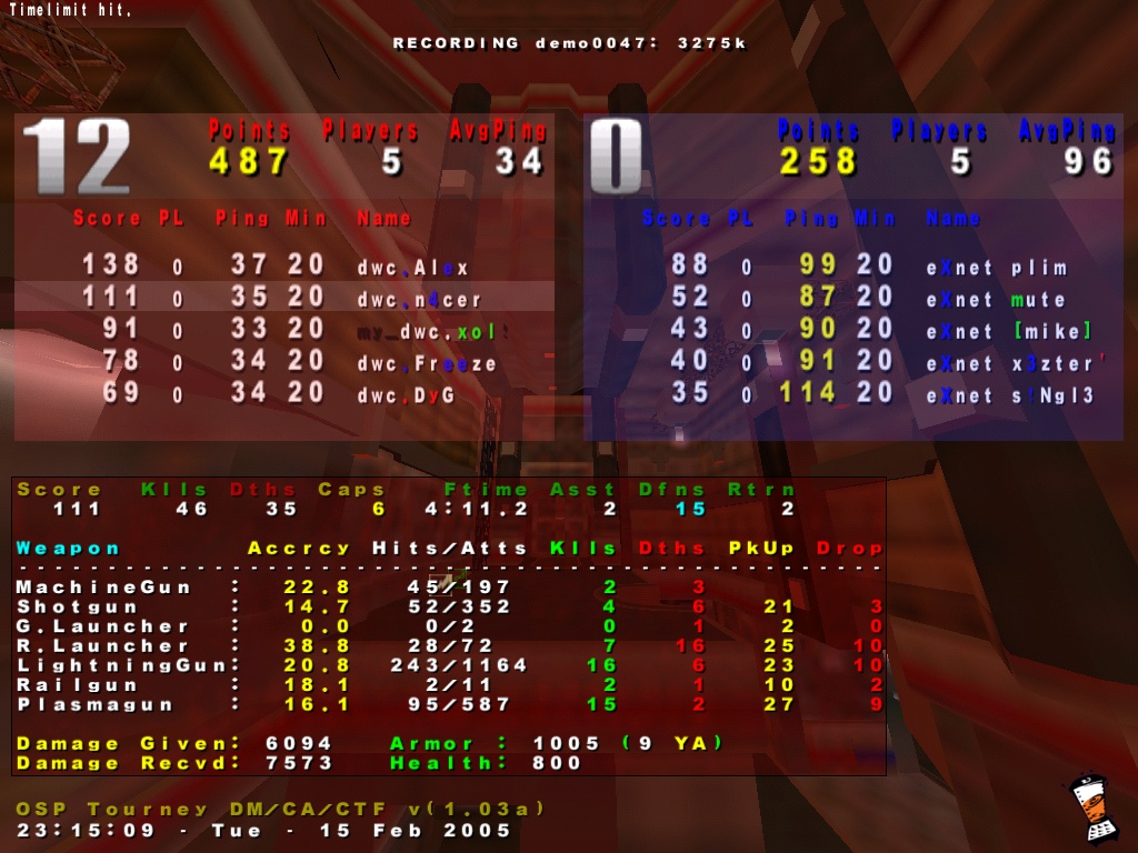 Screenshot des Clanwars gegen eXnet