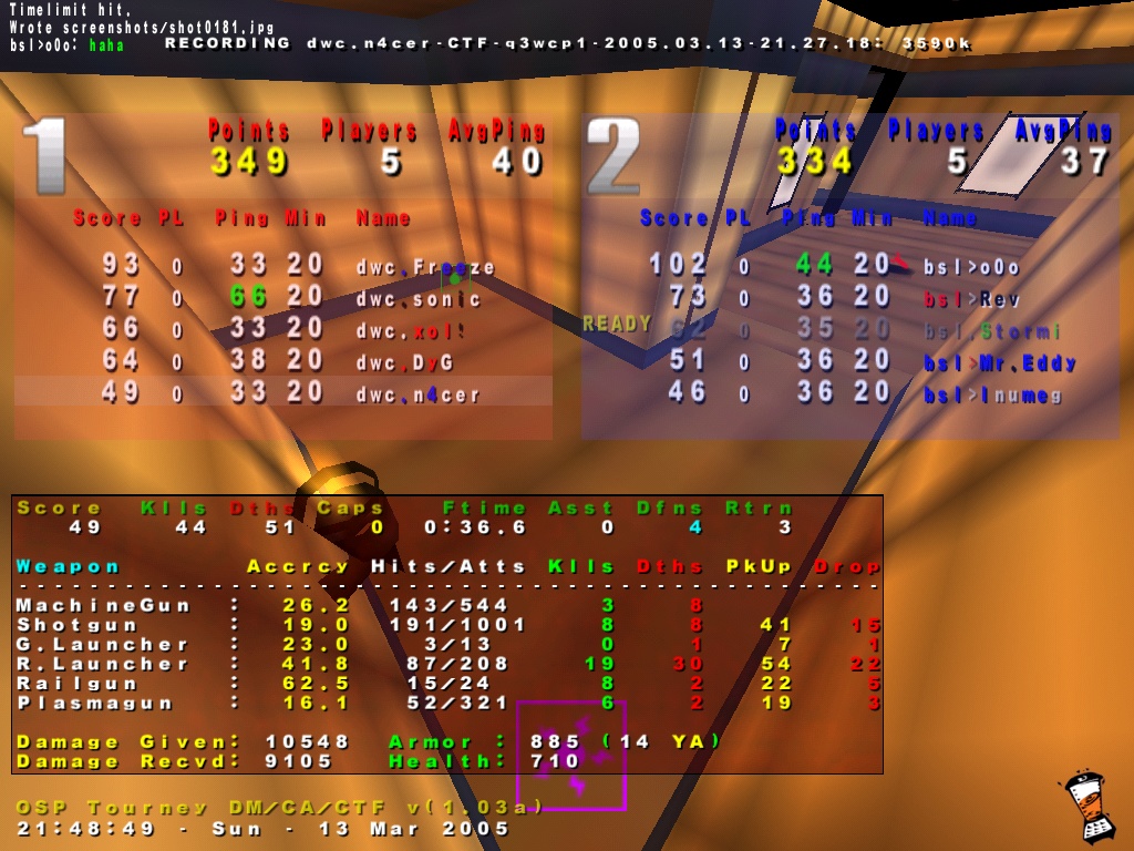 Screenshot des Clanwars gegen bsl