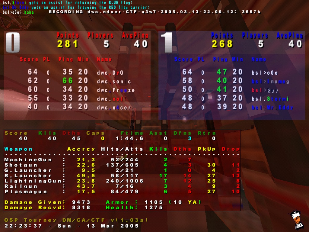 Screenshot des Clanwars gegen bsl
