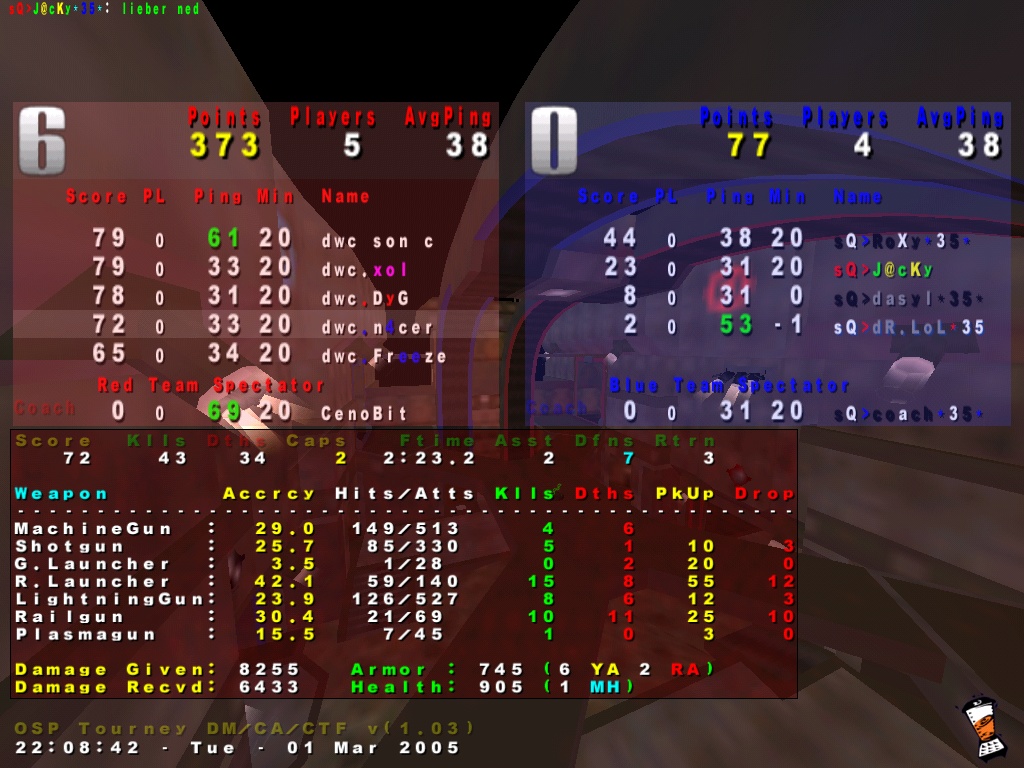 Screenshot des Clanwars gegen sQ